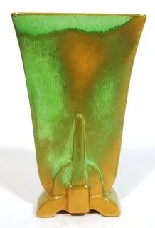 Vintage Art Deco Frankoma Prairie Green Pottery Vase.  Measures approximately 7" tall.