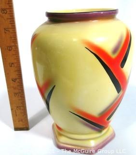 Art Deco Made in Czechoslovakia Porcelain Pottery Birds of Paradise Vase. Measures approximately 8" tall.