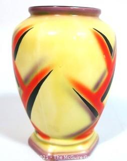 Art Deco Made in Czechoslovakia Porcelain Pottery Birds of Paradise Vase. Measures approximately 8" tall.