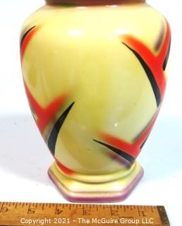 Art Deco Made in Czechoslovakia Porcelain Pottery Birds of Paradise Vase. Measures approximately 8" tall.