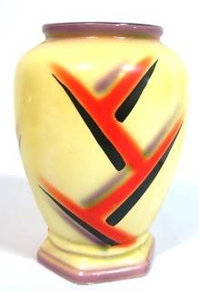 Art Deco Made in Czechoslovakia Porcelain Pottery Birds of Paradise Vase. Measures approximately 8" tall.