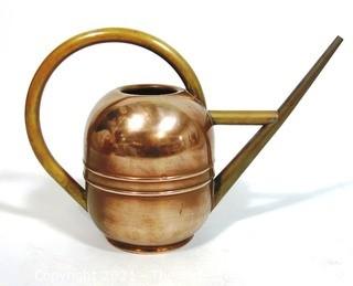 Art Deco Vintage Copper and Brass Watering Can Made by Chase. 