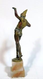 Art Deco Cast Bronze Statue of Ballets Russes Male Dancer on Marble Base; after Chiparus.