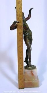 Art Deco Cast Bronze Statue of Ballets Russes Male Dancer on Marble Base; after Chiparus.