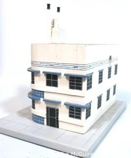 Wooden Hand Crafted Architectural Rendering of The Greystone Art Deco Hotel in Miami, Florida. 