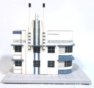 Wooden Hand Crafted Architectural Rendering of The Greystone Art Deco Hotel in Miami, Florida. 