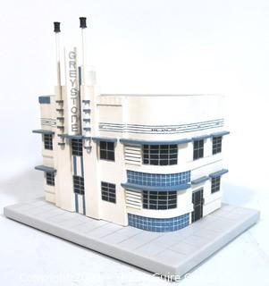 Wooden Hand Crafted Architectural Rendering of The Greystone Art Deco Hotel in Miami, Florida. 