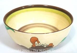 Clarice Cliff Bizarre Hand Painted Art Deco Bowl Made by Newport Pottery. Measures approximately 4" tall and 8" in diameter.