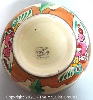 Clarice Cliff Bizarre Hand Painted Art Deco Bowl Made by Newport Pottery. Measures approximately 4" tall and 8" in diameter.