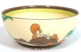 Clarice Cliff Bizarre Hand Painted Art Deco Bowl Made by Newport Pottery. Measures approximately 4" tall and 8" in diameter.