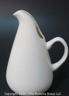 White Russel Wright Mid Century Modern Pottery Pitcher. Measures approximately __" tall