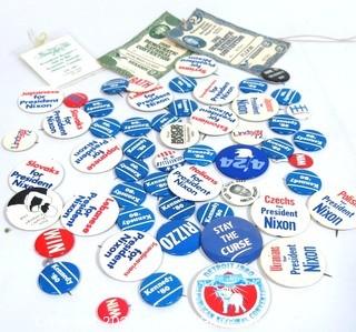 Collection of Authentic Political Buttons and Convention Passes.