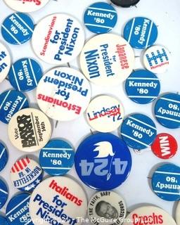 Collection of Authentic Political Buttons and Convention Passes.