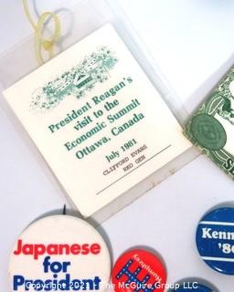 Collection of Authentic Political Buttons and Convention Passes.