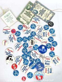 Collection of Authentic Political Buttons and Convention Passes.