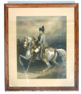 Framed Print of "Napoleon on His Horse".   Measures approximately 16" x 20".