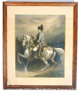 Framed Print of "Napoleon on His Horse".   Measures approximately 16" x 20".