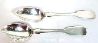 (2) Coin Silver Serving Spoons; 123g