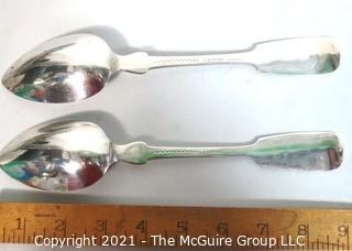 (2) Coin Silver Serving Spoons; 123g