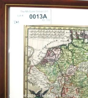 Framed map of "Germany" by Christopher Weigel, Nernberg, circa 1680. Outside dimensions 8 x 9" 