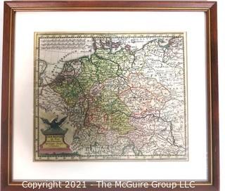 Framed map of "Germany" by Christopher Weigel, Nernberg, circa 1680. Outside dimensions 8 x 9" 