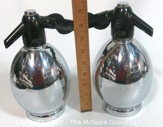 Pair of Metal Oval Form Soda Siphon Bottles; made by Soda King, USA