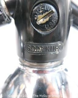 Pair of Metal Oval Form Soda Siphon Bottles; made by Soda King, USA