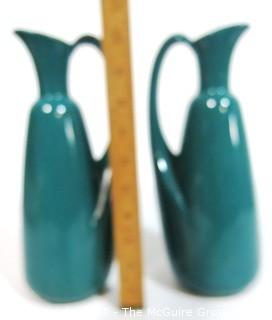 Two Vintage Mid Century Pottery Vases, Unmarked. 