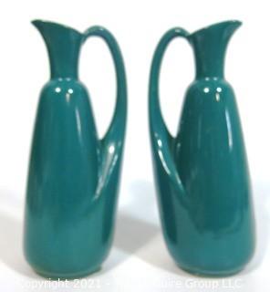 Two Vintage Mid Century Pottery Vases, Unmarked. 