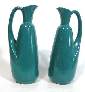 Two Vintage Mid Century Pottery Vases, Unmarked. 