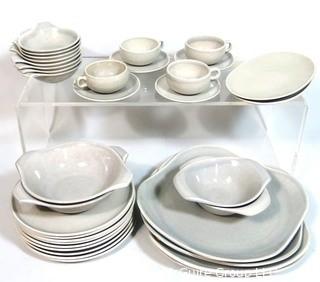 (30 +) Piece Set of Russel Wright Steubenville Mid Century Modern (MCM) Dishware set in Granite Grey.