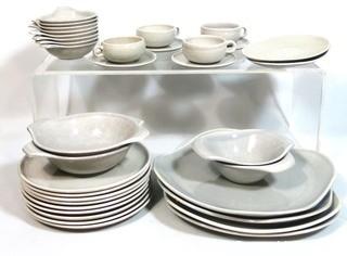 (30 +) Piece Set of Russel Wright Steubenville Mid Century Modern (MCM) Dishware set in Granite Grey.