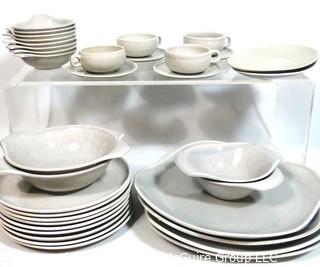 (30 +) Piece Set of Russel Wright Steubenville Mid Century Modern (MCM) Dishware set in Granite Grey.