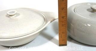 (4) Piece Set of Russel Wright Steubenville Mid Century Modern (MCM) Dishware Serving Pieces in Granite Grey.