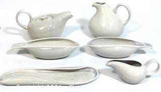 (6) Piece Set of Russel Wright Steubenville Mid Century Modern (MCM) Dishware Serving Pieces  in Granite Grey.