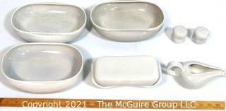 (6) Piece Set of Russel Wright Steubenville Mid Century Modern (MCM) Dishware Serving Pieces in Granite Grey.