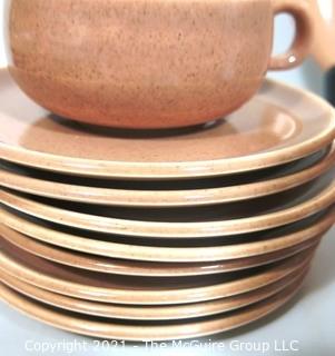 (42) Piece Set of Russel Wright Steubenville Mid Century Modern (MCM) Dishware Serving Pieces  in Coral Pink.