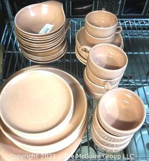 (42) Piece Set of Russel Wright Steubenville Mid Century Modern (MCM) Dishware Serving Pieces  in Coral Pink.