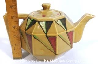 Vintage Art Deco Lusterware Teapot with Geometric Moriage Decoration. Made in Japan.