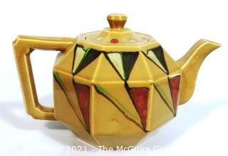 Vintage Art Deco Lusterware Teapot with Geometric Moriage Decoration. Made in Japan.