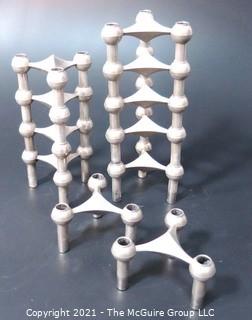 Large Group of Nagel Modular Stacking Mid-Century Modern (MCM) Candle Holders 