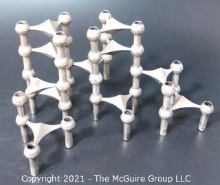 Large Group of Nagel Modular Stacking Mid-Century Modern (MCM) Candle Holders 