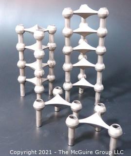 Large Group of Nagel Modular Stacking Mid-Century Modern (MCM) Candle Holders 