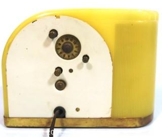 Vintage Art Deco Westclox Yellow Moon Beam Electric Alarm Clock; in Bakelite Case. 