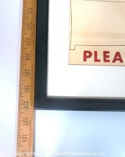 Original Unsigned, Framed Under Glass, Pen and Ink Drawing of "Please Do Not Smoke".  Measures approximately 21" x 17".