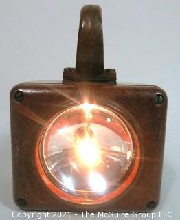 Vintage WWII Era Roflan Relay Battle Lantern in Working Condition with Mounting Hooks.  