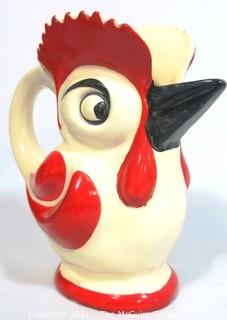 Art Deco Ditmar Urbach Czechoslovakia Porcelain Pottery Rooster Pitcher. Measures approximately 9" tall.