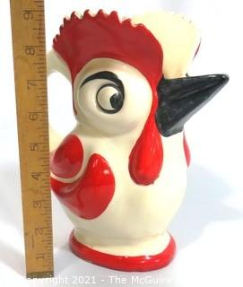 Art Deco Ditmar Urbach Czechoslovakia Porcelain Pottery Rooster Pitcher. Measures approximately 9" tall.