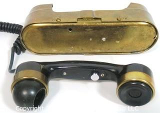 Art Deco Wall Mount Ship Phone Intercom System with Brass Jacket. 