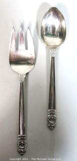 Royal Danish International Sterling Serving Fork and Spoon; 163g